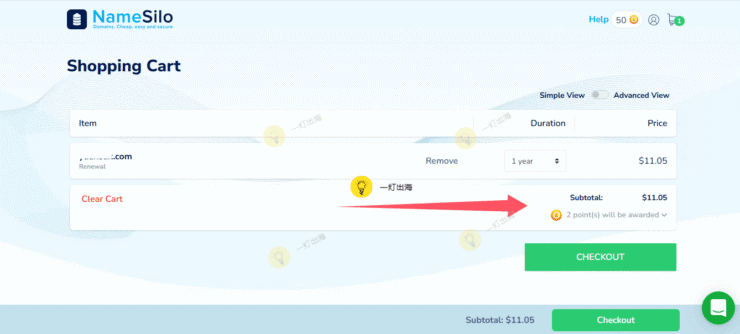 NameSilo域名续费
